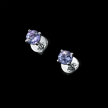 Пусеты из серебра с танзанитами