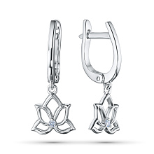 Серьги из серебра с бриллиантом выращенным