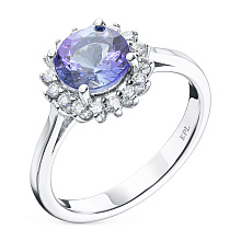 Кольцо из белого золота с танзанитом и бриллиантами (изготовление)