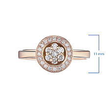 Классическое кольцо из красного золота с бриллиантами