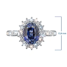 Кольцо из белого золота с сапфиром и бриллиантами