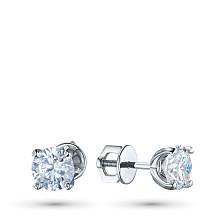 Пусеты из белого золота с бриллиантом