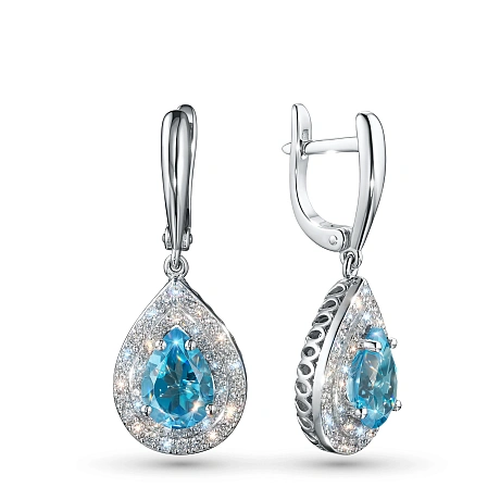 Серьги из белого золота с топазами