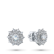 Пусеты из белого золота с бриллиантами