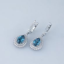 Серьги из белого золота с топазами и бриллиантами (изготовление)