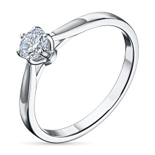 Классическое кольцо из белого золота с бриллиантом