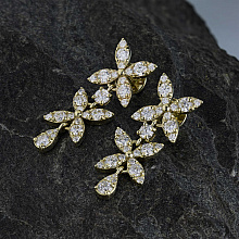 Пусеты из желтого золота с бриллиантами (изготовление)