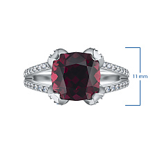 Кольцо из белого золота с бриллиантами и гранатом (изготовление)