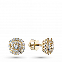 Пусеты из желтого золота с бриллиантами (изготовление)