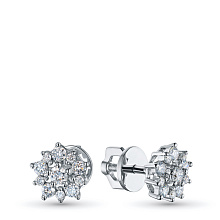 Пусеты из серебра c бриллиантами