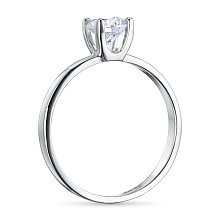 Классическое кольцо из белого золота с бриллиантом выращенным