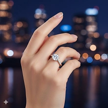 Классическое кольцо из белого золота с бриллиантом выращенным