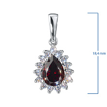 Подвеска из белого золота с гранатом и бриллиантами