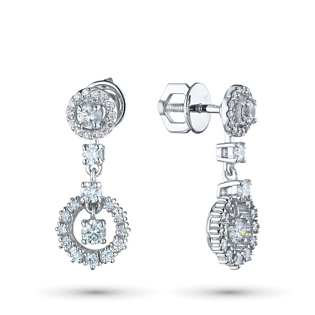 Пусеты из белого золота с бриллиантами