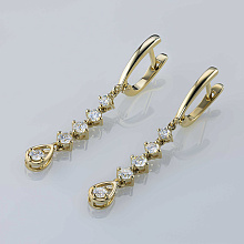 Серьги из желтого золота c бриллиантами