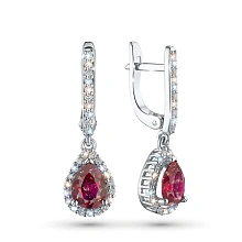 Серьги из белого золота с рубинами и бриллиантами