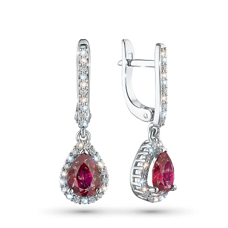 Серьги из белого золота с рубинами