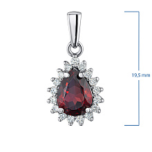 Подвеска из белого золота с гранатом и бриллиантами (изготовление)