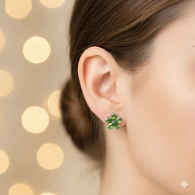 Пусеты из серебра с хромдиопсидами