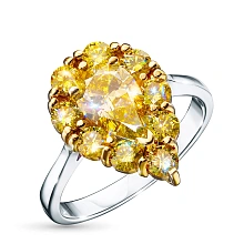 Кольцо из комбинированного золота c бриллиантами выращенными