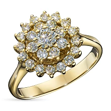 Классическое кольцо из желтого золота c бриллиантами