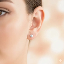 Пусеты из серебра с бриллиантом