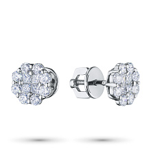 Пусеты из белого золота c бриллиантами