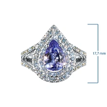 Кольцо из белого золота с танзанитом и бриллиантами
