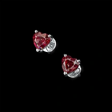 Пусеты из белого золота с рубинами