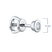 Пусеты из серебра с бриллиантом