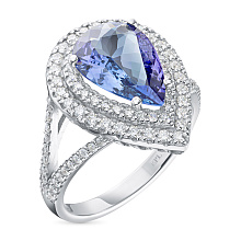 Кольцо из белого золота с топазом и бриллиантами (изготовление)