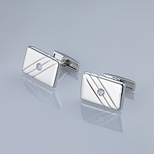 Запонки из серебра c бриллиантами