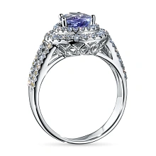 Кольцо из белого золота с танзанитом и бриллиантами