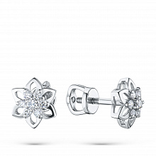 Пусеты из белого золота с бриллиантами (изготовление)