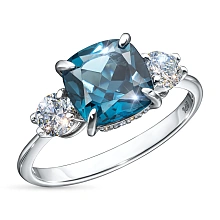 Кольцо из белого золота с и топазом и бриллиантами