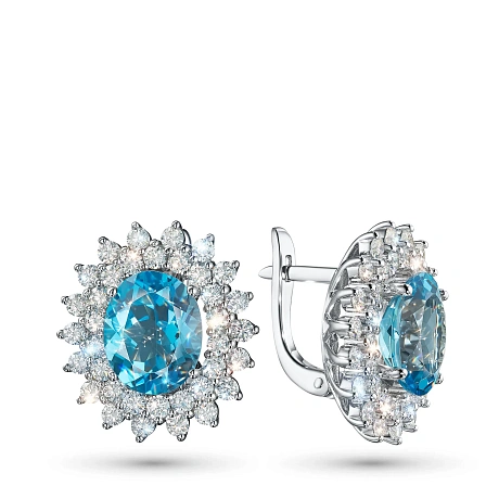 Серьги из белого золота с топазами