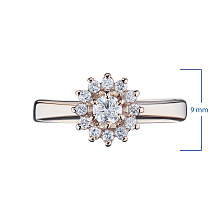 Кольцо из красного золота с бриллиантами