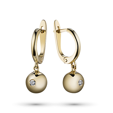 Серьги из желтого золота с бриллиантами