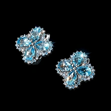 Серьги из белого золота с топазами и бриллиантами