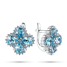 Серьги из белого золота с топазами и бриллиантами