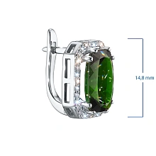 Серьги из белого золота с хромдиопсидами и бриллиантами