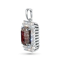 Подвеска из белого золота с гранатом и бриллиантами