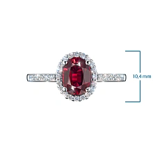 Кольцо из белого золота с рубином и бриллиантами