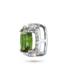 Подвеска из белого золота с хромдиопсидом и бриллиантами