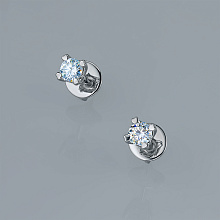 Пусеты из белого золота с бриллиантом