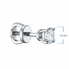 Пусеты из белого золота с бриллиантом