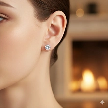 Пусеты из белого золота с бриллиантом