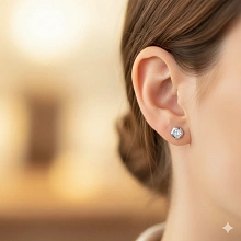 Пусеты из белого золота с бриллиантом