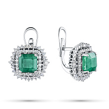 Серьги из белого золота с изумрудами и бриллиантами (изготовление)