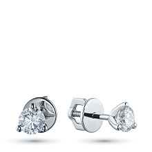 Пусеты из белого золота с бриллиантом